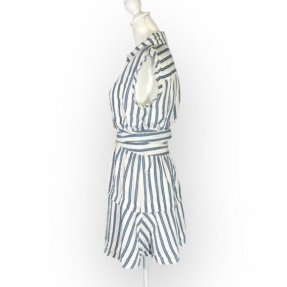 Derek Lam 10 Crosby Shirt Dress Women's 6‎ White Blue  Striped Tie Waist Mini - Picture 4 of 15